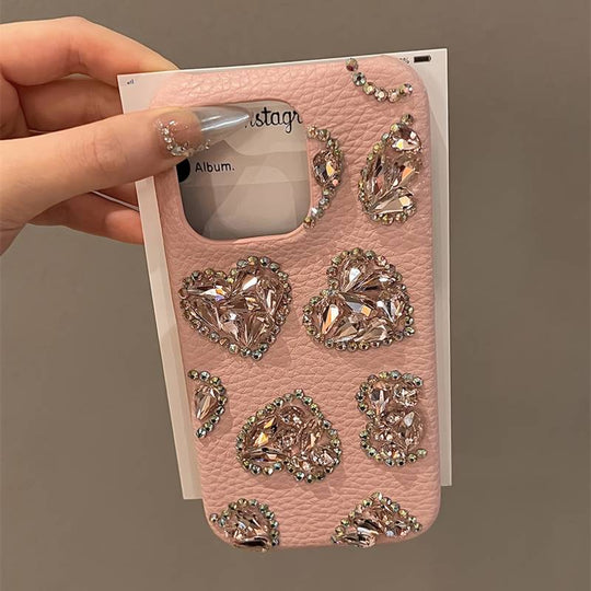 Elegant Crystal-Studded Heart Case