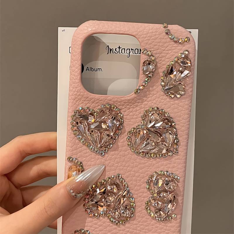 Elegant Crystal-Studded Heart Case