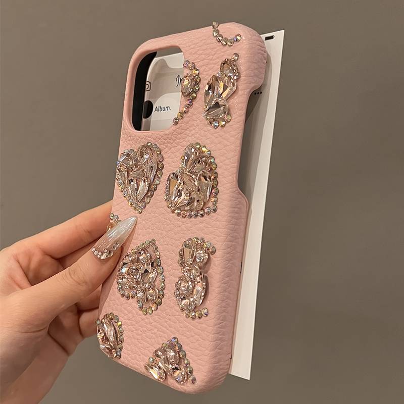 Elegant Crystal-Studded Heart Case