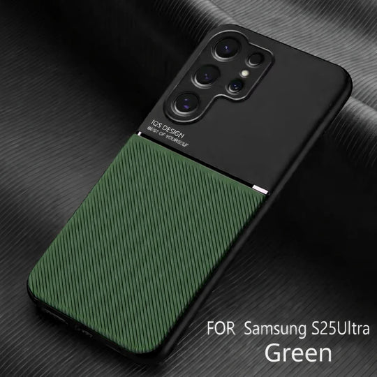 Samsung Galaxy S25 Ultra leather protective shield case green
