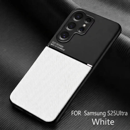 Premium leather shield case designed for Galaxy S25 Ultra white