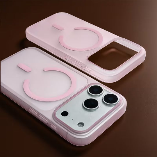 Luxury Translucent Matte Magnetic Case  (light pink)