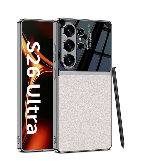Samsung Galaxy S26 Ultra leather texture shockproof case titanium gray
