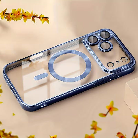 Luxury transparent shockproof magnetic soft cover blue
