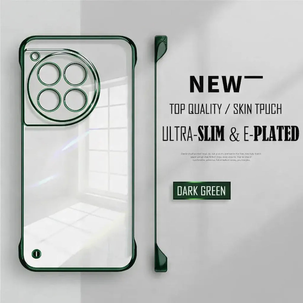 Dark green ultra-slim frameless case for OnePlus with plating finish
