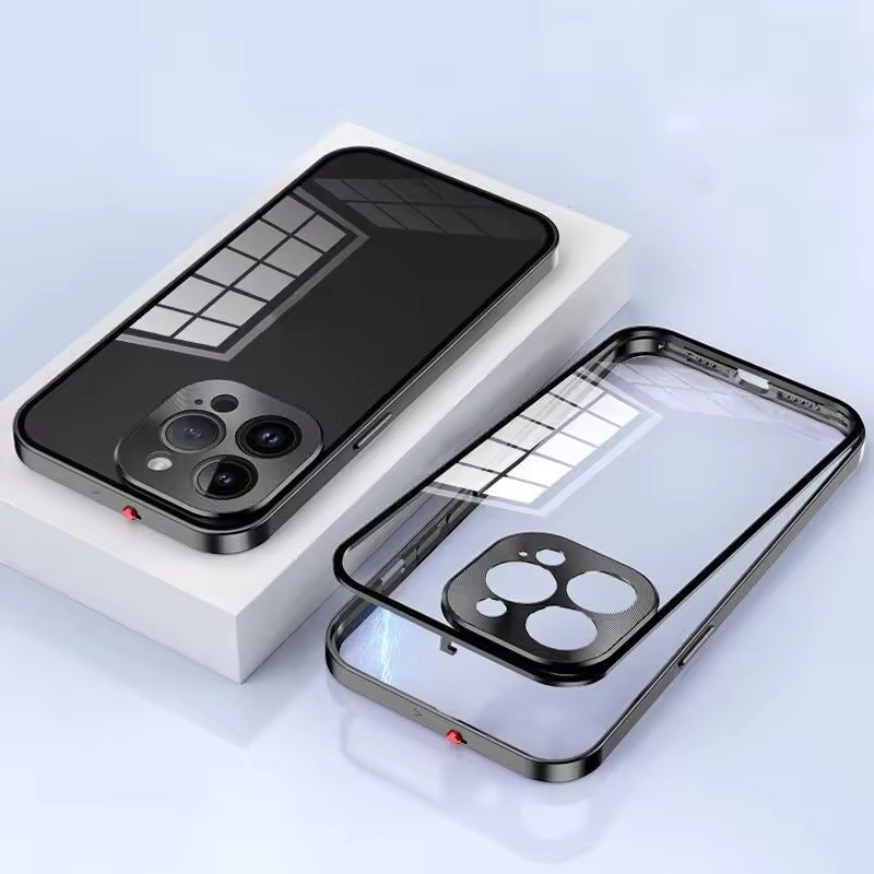 iPhone case with metal frame Black and dual-layer protection