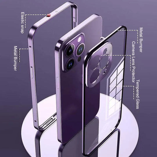 Full protection iPhone case with metal trim and soft inner layer