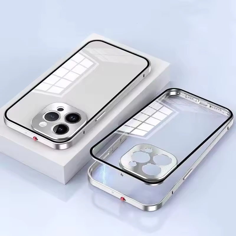 Durable metal frame iPhone case Silver with shockproof design