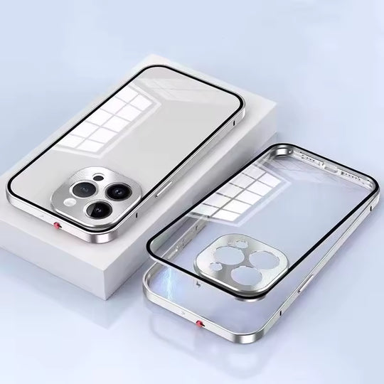 Durable metal frame iPhone case Silver with shockproof design