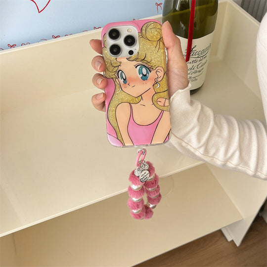Trendy pink doll sparkle phone case for girls India