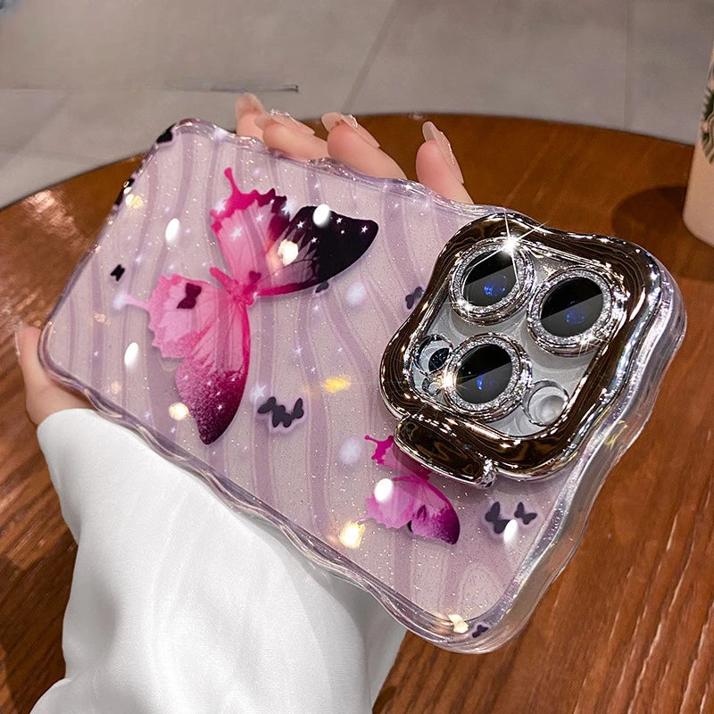 Girls phone cover with butterflies and sparkle design
