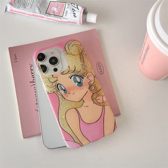 Trendy pink doll sparkle phone case for girls India