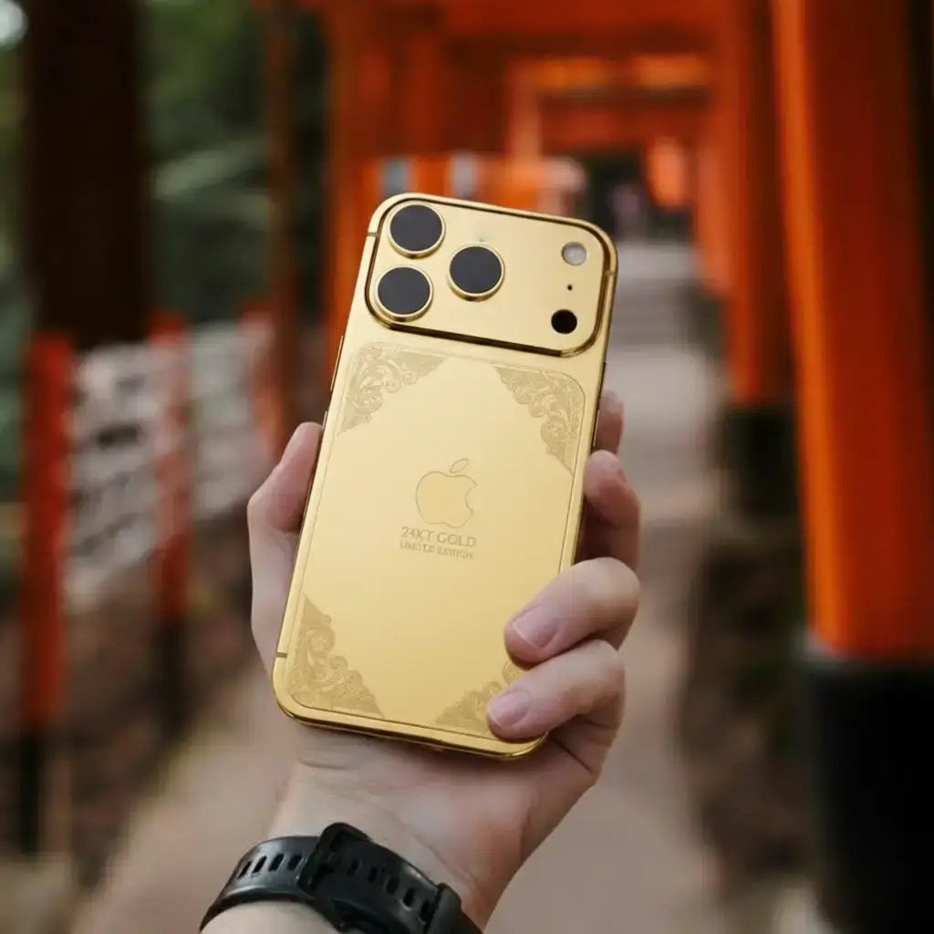 Elegant gold protective iPhone 17 Pro Max case
