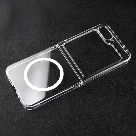 Premium Galaxy Z Flip Magnetic Clear Fusion Case (✅Anti Yellow).