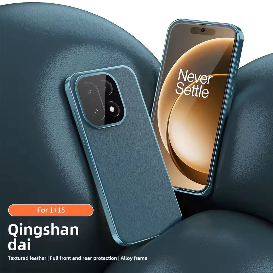 Metal Frame Leather Back Case - OnePlus