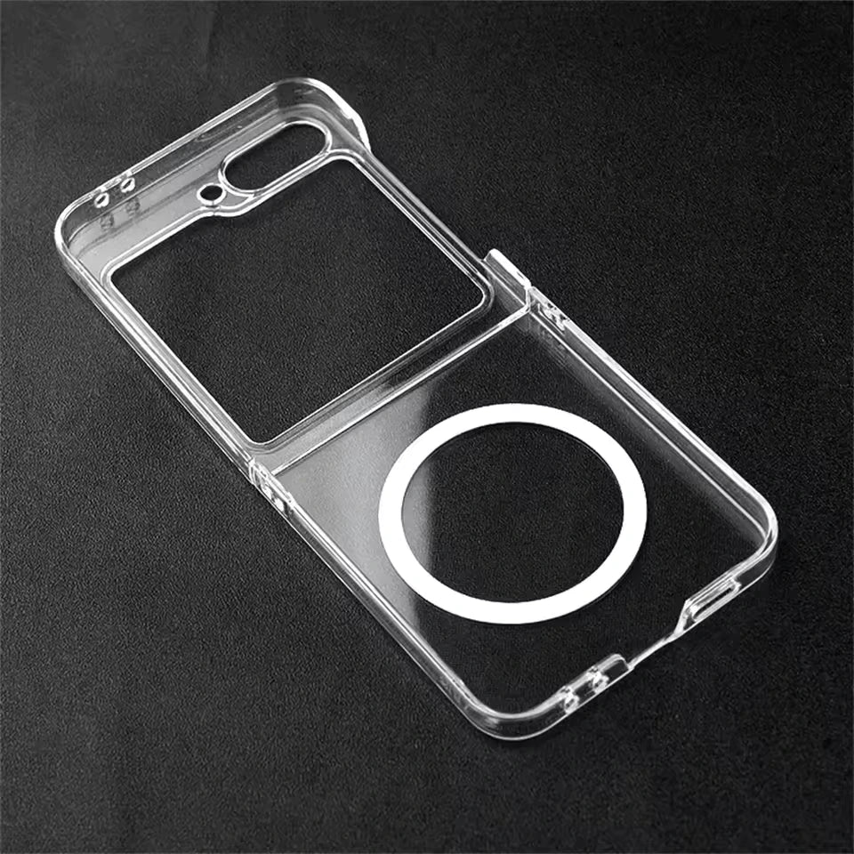 Premium Galaxy Z Flip Magnetic Clear Fusion Case (✅Anti Yellow).