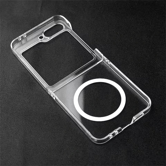 Premium Galaxy Z Flip Magnetic Clear Fusion Case (✅Anti Yellow).