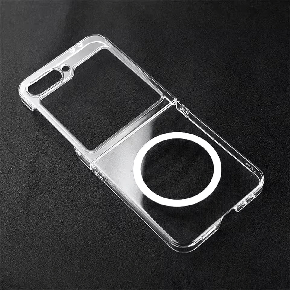 Premium Galaxy Z Flip Magnetic Clear Fusion Case (✅Anti Yellow).