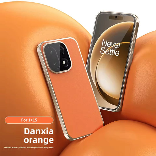 Metal Frame Leather Back Case - OnePlus