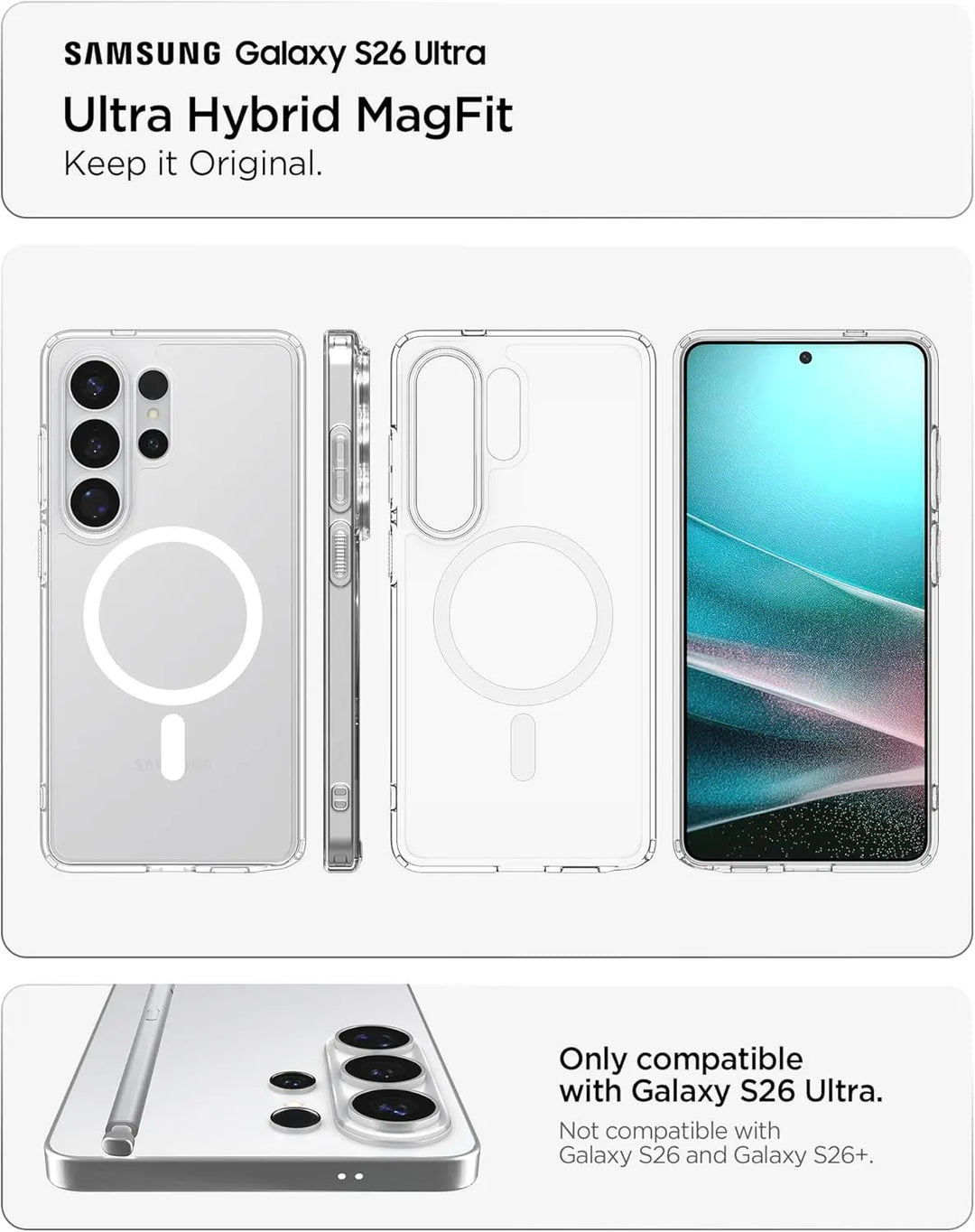 Samsung Galaxy S26 Ultra Anti-Yellow Clear MagSafe Case