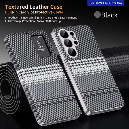Smart View Textured Leather Case -black