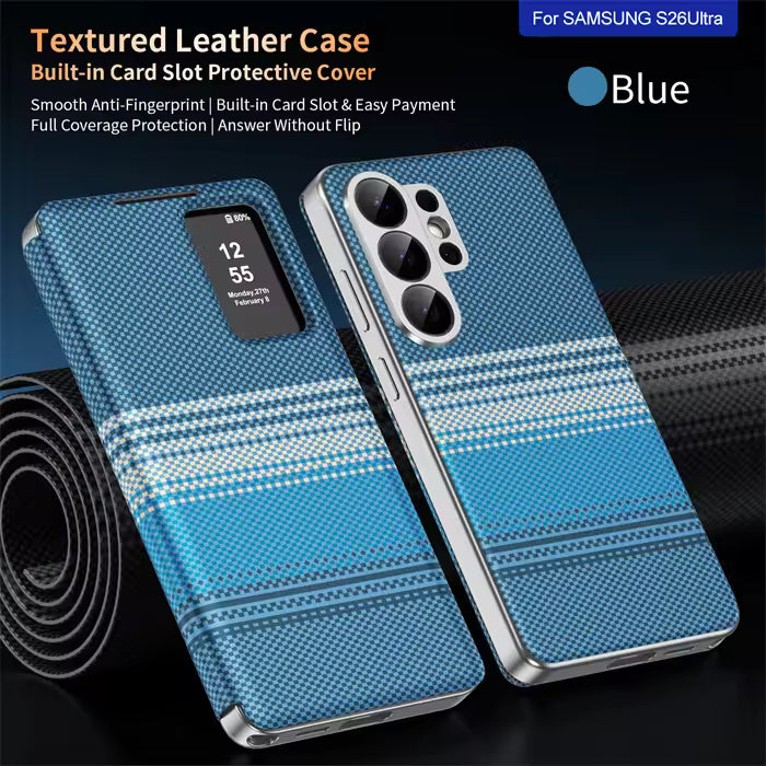Smart View Textured Leather Case -blue