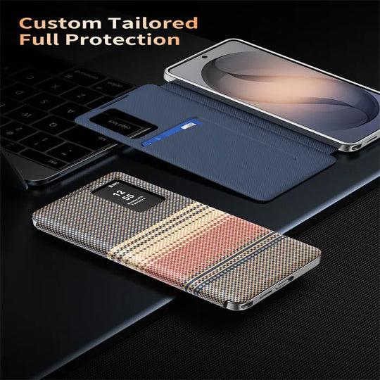Smart View Textured Leather Case custom tailored full protection