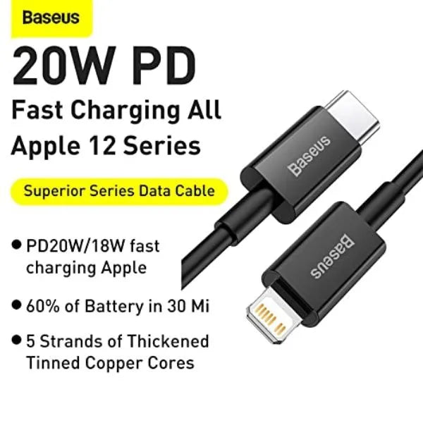 Superior Series Fast Charging Compatible Data Cable USB Type C to IP