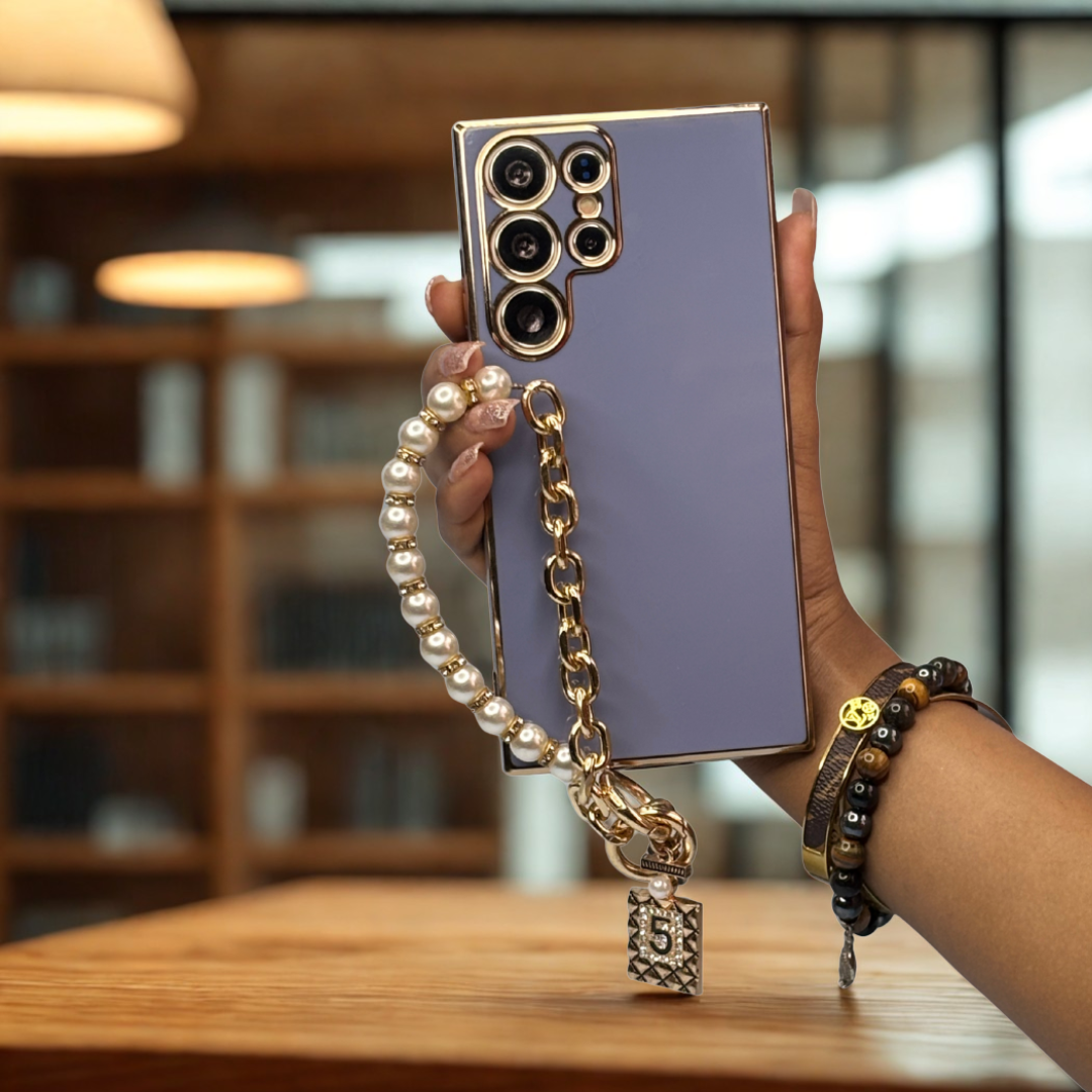 Designer phone case with lock charm