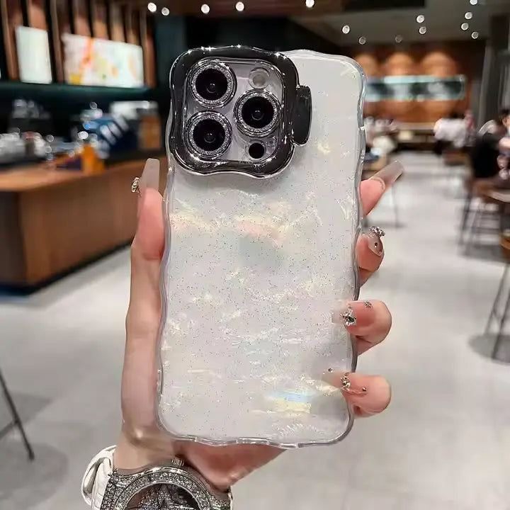 Slim wave-design iPhone case for hands-free viewing
