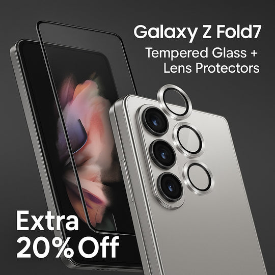 HD Tempered Glass Screen with Camera Lens Guard Fold 7