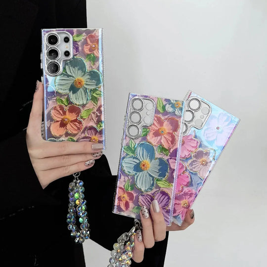 Aesthetic purple butterfly charm Samsung phone cover