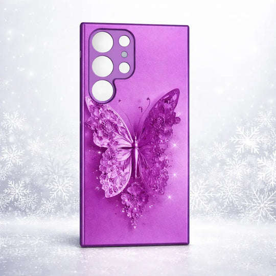 Cute butterfly floral phone back cover purple