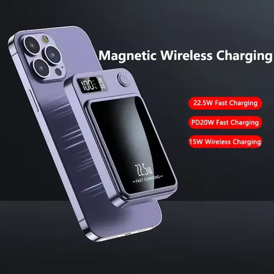 Mini Portable 10000mAh & 5000mAh Magnetic Power Bank, 22.5W Fast Charger.