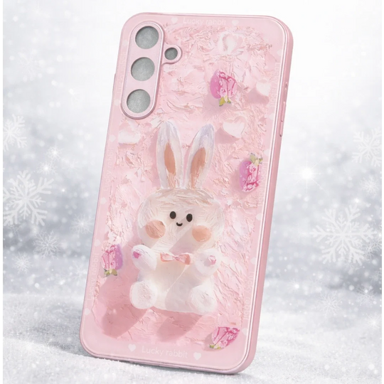 Pink bunny cartoon soft phone cover