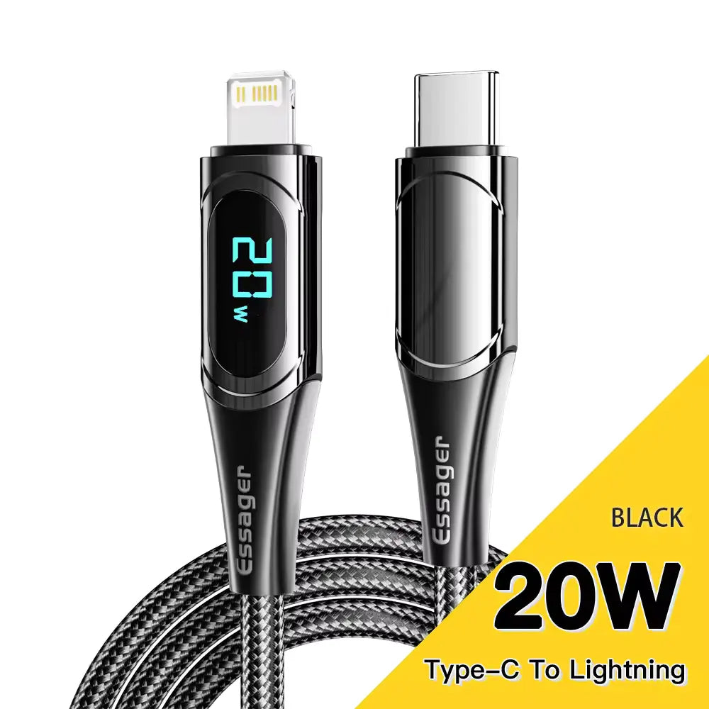 100W Dual Type-C Fast Charging Cable with Digital Display.