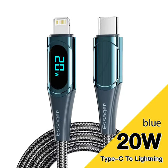 100W Dual Type-C Fast Charging Cable with Digital Display.