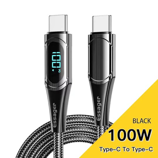 100W Dual Type-C Fast Charging Cable with Digital Display.