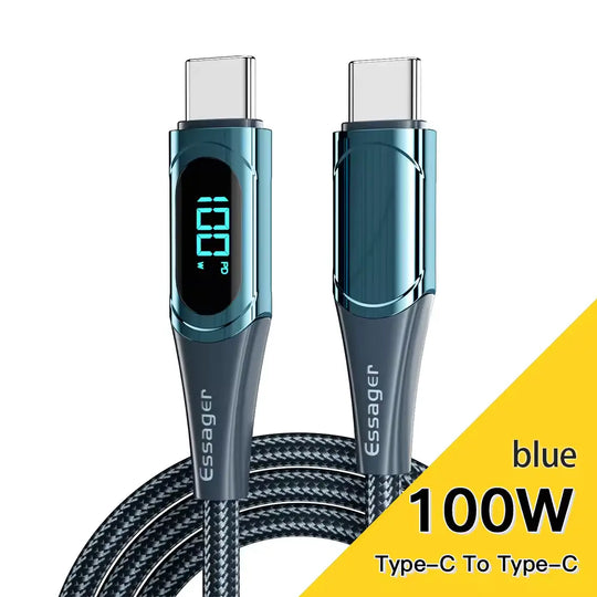 100W Dual Type-C Fast Charging Cable with Digital Display.