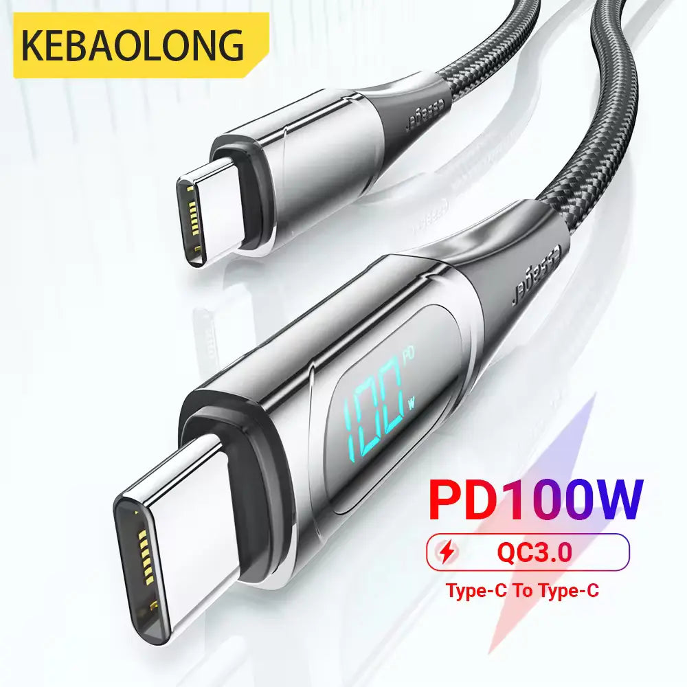 100W Dual Type-C Fast Charging Cable with Digital Display.