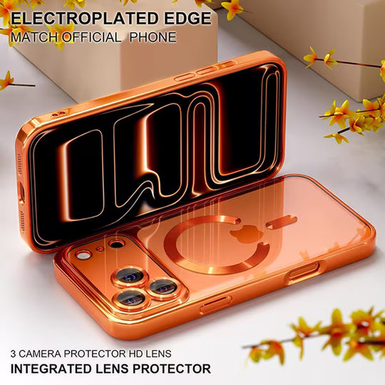 Transparent plated phone case with strong built-in magnets
