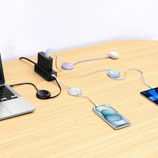 Baseus White 1m Retractable Cable - USB-C/Lightning, 20W