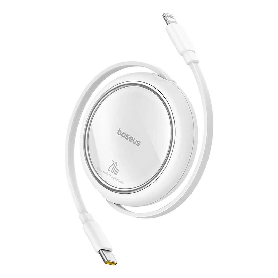 Baseus White 1m Retractable Cable - USB-C/Lightning, 20W