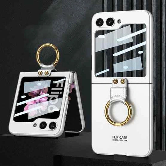 Samsung Galaxy Z Flip6 GKK Integrated Ultra-thin Full Coverage PC Phone Case with Ring Holder.