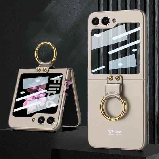 Samsung Galaxy Z Flip6 GKK Integrated Ultra-thin Full Coverage PC Phone Case with Ring Holder.