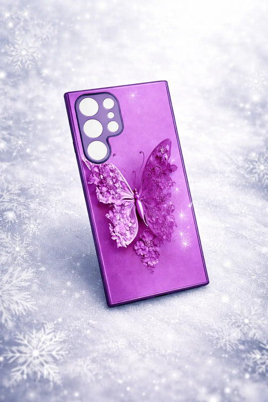 Elegant purple blossom butterfly design phone case