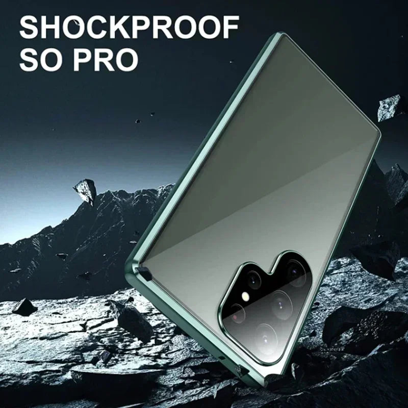 S26 Ultra dual magnetic glass back cover with metal frame