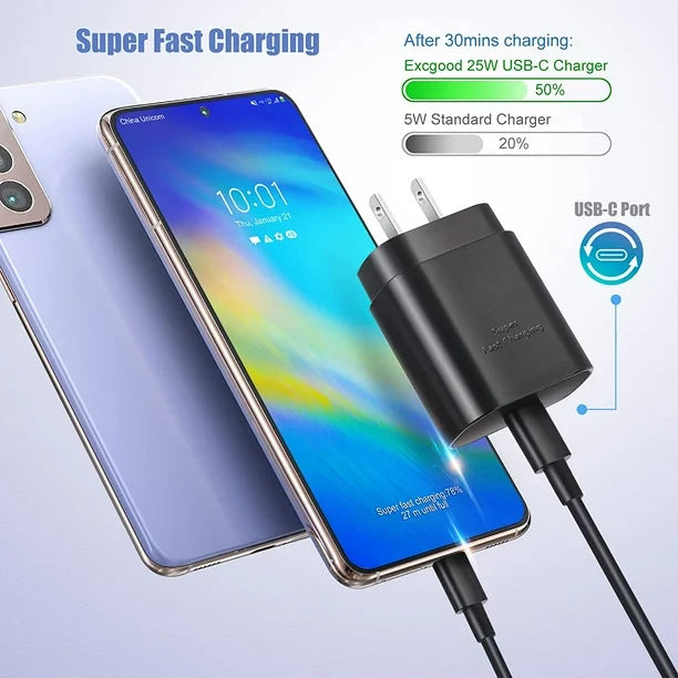 25W Super-Fast USB-C Wall Charger: Rapid Charging for Your Devices.