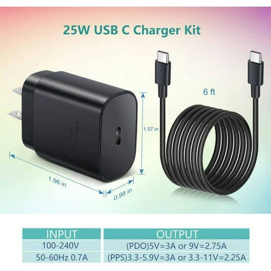 25W Super-Fast USB-C Wall Charger: Rapid Charging for Your Devices.