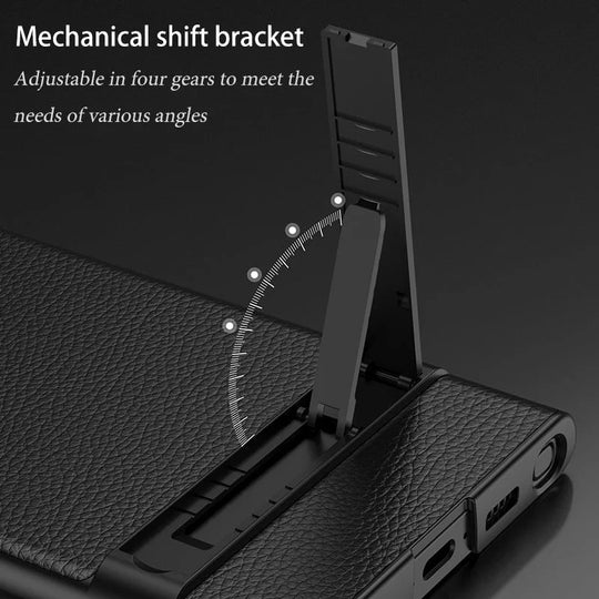 Premium Carbon Fiber Pattern Folding Stand Card Holder Phone Case for Samsung Galaxy S24 & S23 Ultra.